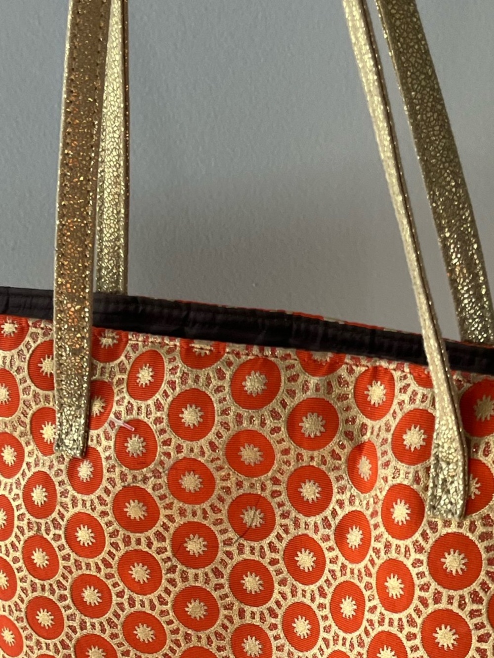 Festival Boho Chic Orange Geometric Tote Buttery Soft Luxe Large Carryall Bag - Picture 2 of 7